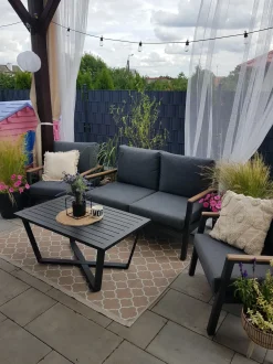 Set da giardino con tavolo 4 posti DELIA Metallo Grigio