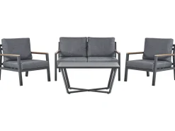 Set da giardino con tavolo 4 posti DELIA Metallo Grigio
