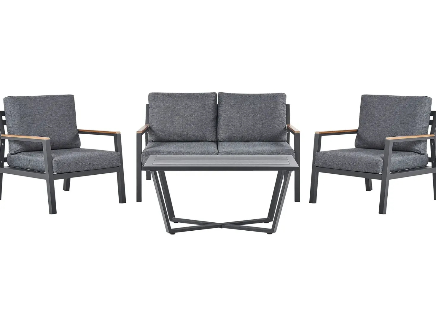 Set da giardino con tavolo 4 posti DELIA Metallo Grigio