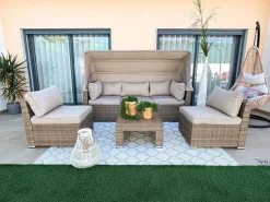 Set da giardino con tavolo 5 posti COCCOLIA Modulare Rattan sintetico (PE) Beige