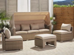 Set da giardino con tavolo 5 posti COCCOLIA Modulare Rattan sintetico (PE) Beige