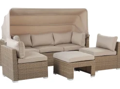 Set da giardino con tavolo 5 posti COCCOLIA Modulare Rattan sintetico (PE) Beige