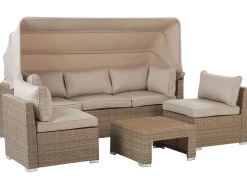 Set da giardino con tavolo 5 posti COCCOLIA Modulare Rattan sintetico (PE) Beige