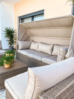 Set da giardino con tavolo 5 posti COCCOLIA Modulare Rattan sintetico (PE) Beige