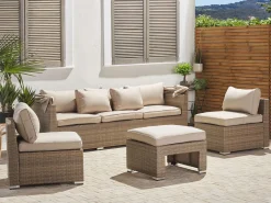 Set da giardino con tavolo 5 posti COCCOLIA Modulare Rattan sintetico (PE) Beige