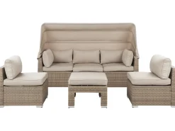 Set da giardino con tavolo 5 posti COCCOLIA Modulare Rattan sintetico (PE) Beige