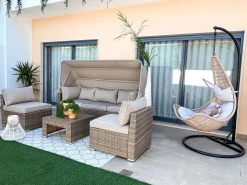 Set da giardino con tavolo 5 posti COCCOLIA Modulare Rattan sintetico (PE) Beige