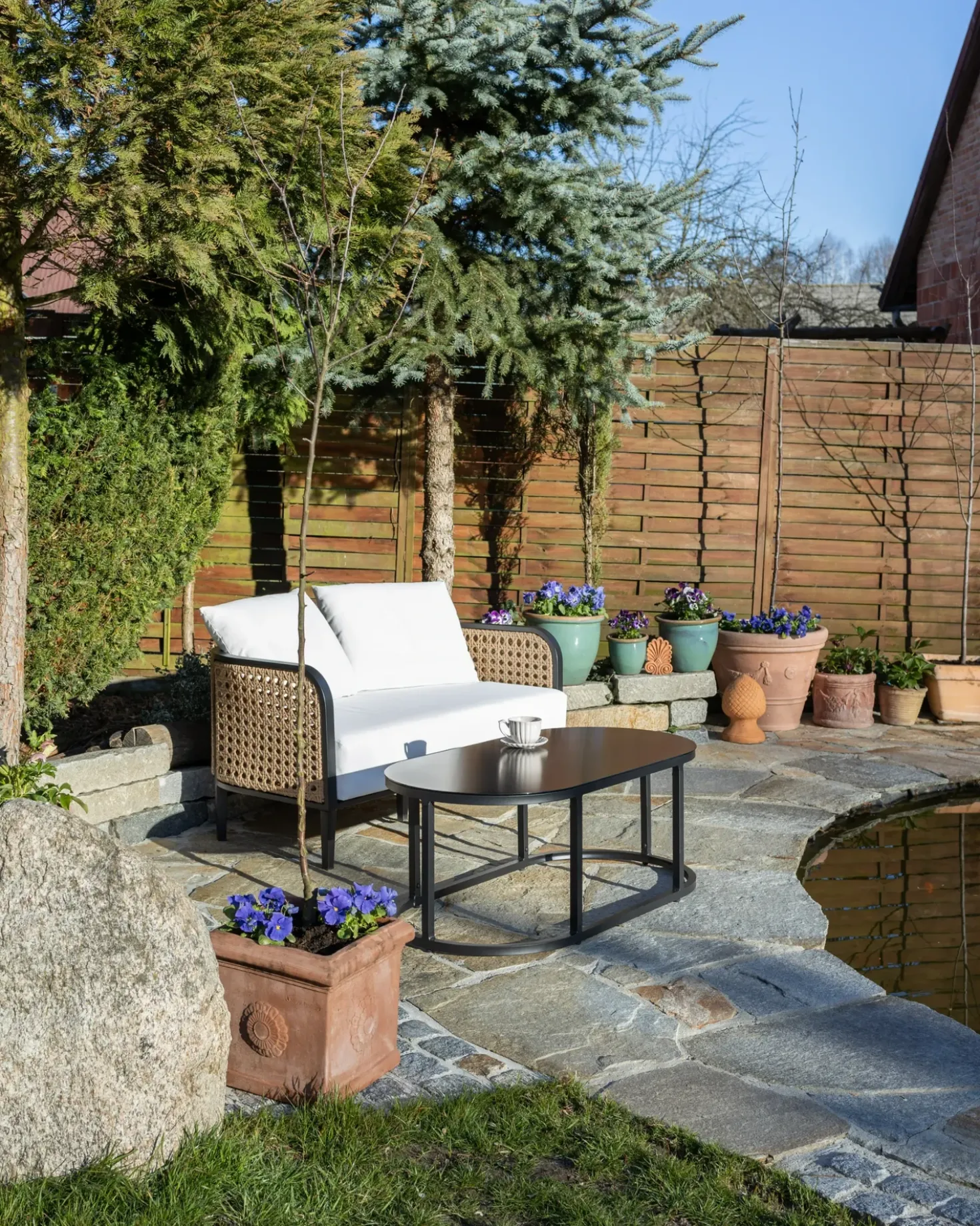 Set da giardino con tavolo 2 posti MONTEFALCO Metallo Bianco