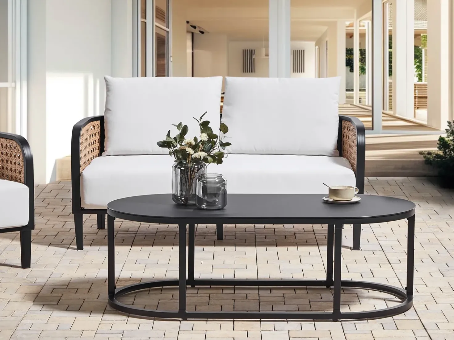 Set da giardino con tavolo 2 posti MONTEFALCO Metallo Bianco