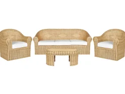 Set da giardino con tavolo 5 posti LIVADEIA Rattan Naturale