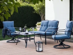 Set da giardino con tavolo 4 posti MESTRINO Metallo Blu