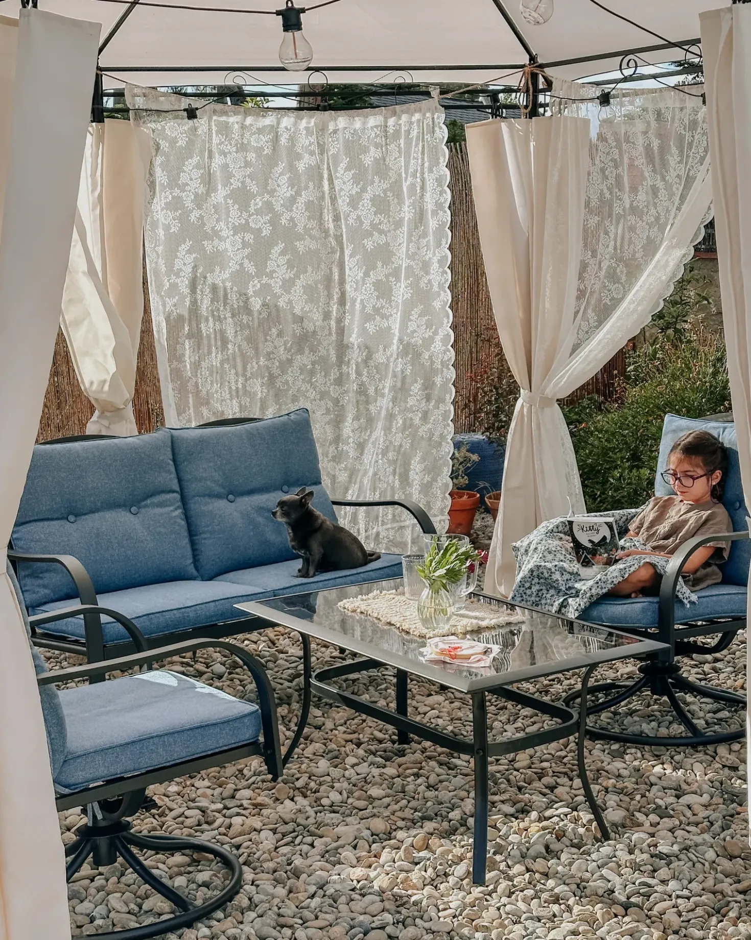Set da giardino con tavolo 4 posti MESTRINO Metallo Blu