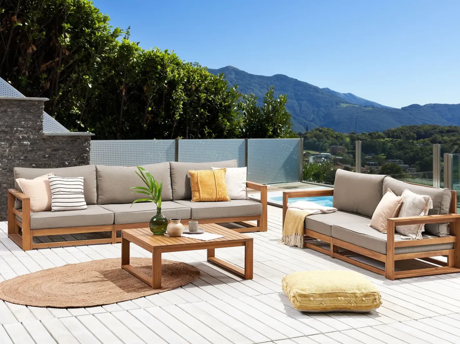 Set da giardino con tavolo 5 posti TIMOR Modulare Legno di acacia certificato Marrone chiaro