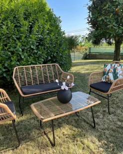 Set da giardino con tavolo 4 posti MINORI Rattan sintetico (PE) Beige