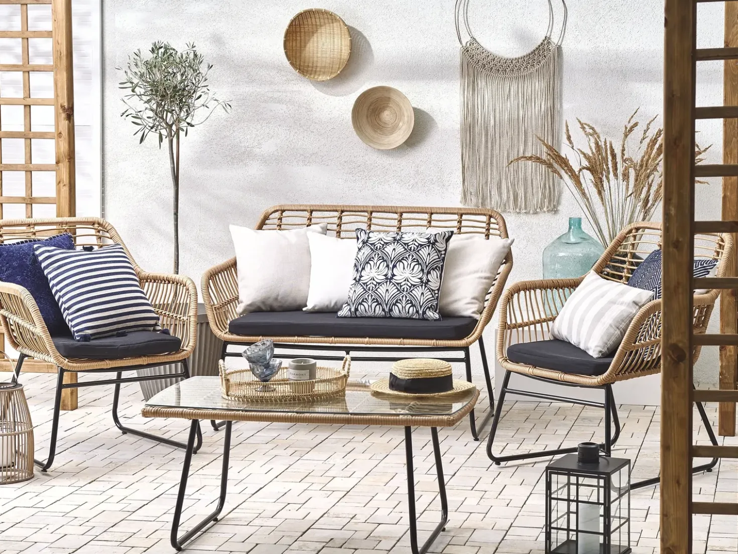 Set da giardino con tavolo 4 posti MINORI Rattan sintetico (PE) Beige
