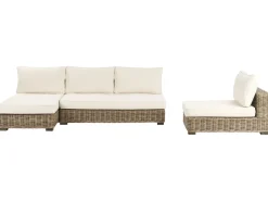 Set da giardino con tavolo 4 posti VARALLO Lato destro Modulare Rattan Grigio