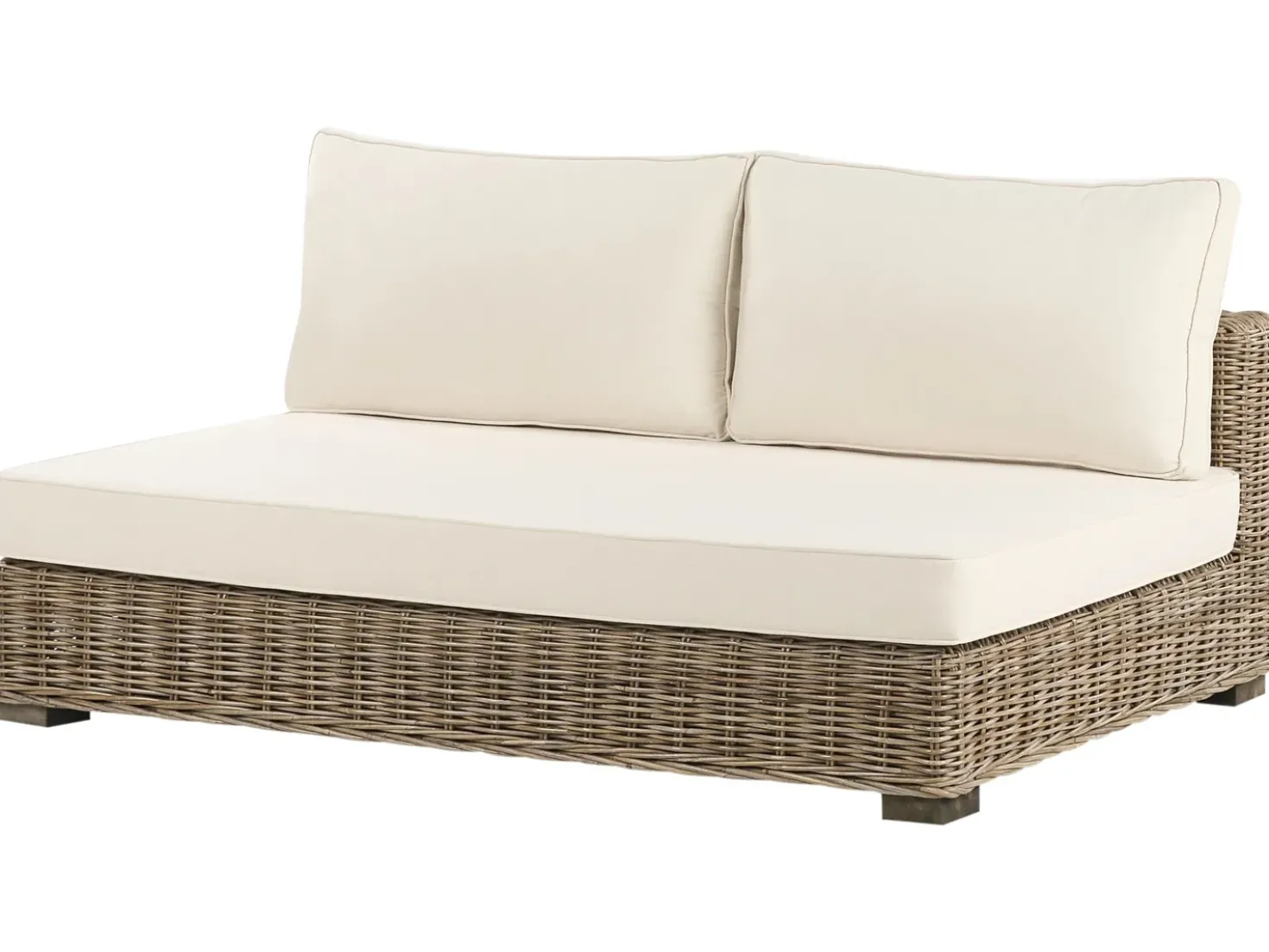 Set da giardino con tavolo 4 posti VARALLO Lato destro Modulare Rattan Grigio
