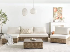 Set da giardino con tavolo 4 posti VARALLO Lato destro Modulare Rattan Grigio