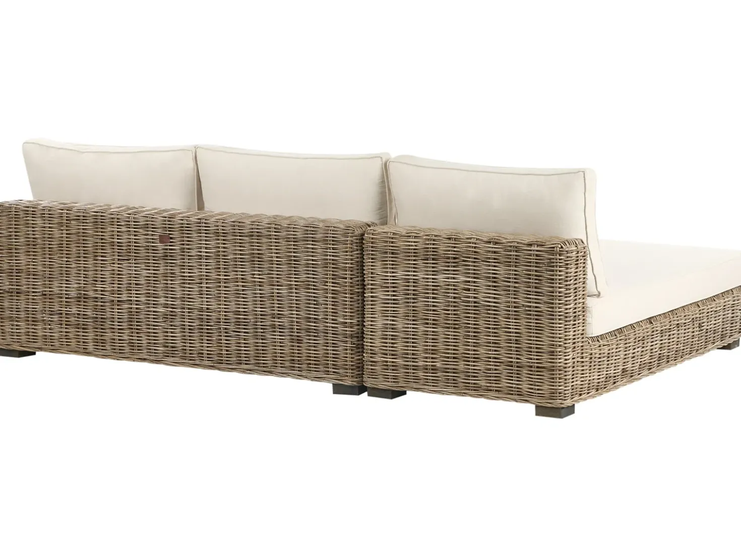 Set da giardino con tavolo 4 posti VARALLO Lato destro Modulare Rattan Grigio