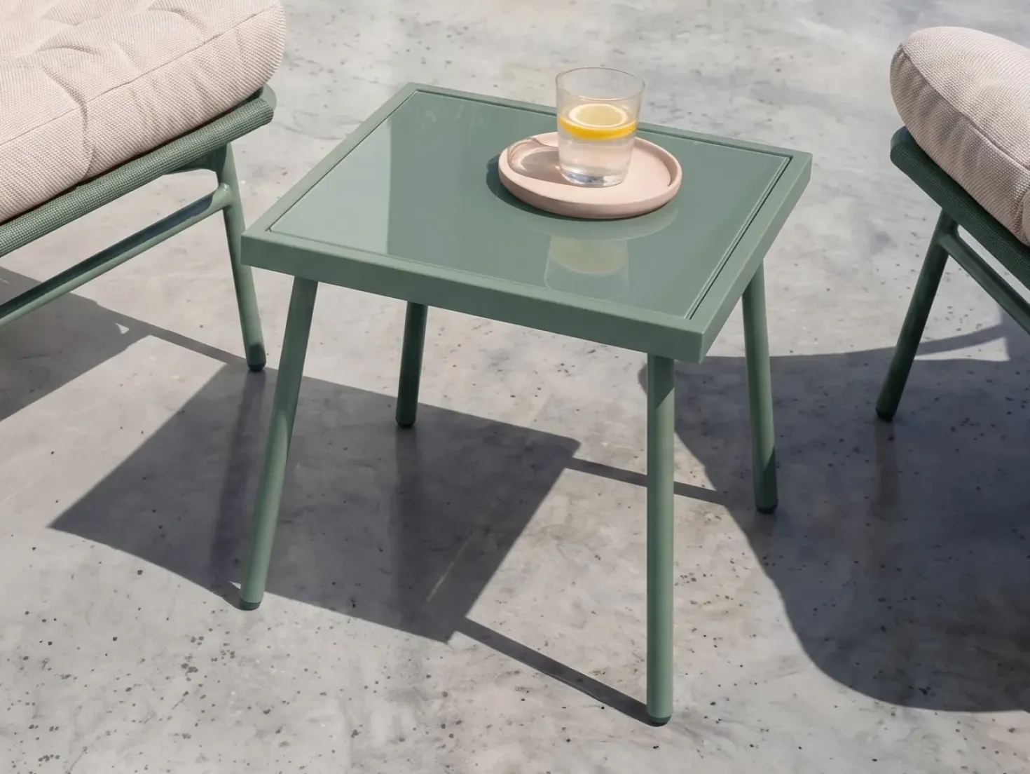 Set da giardino con tavolo 2 posti MOLVENO Metallo Beige/Verde