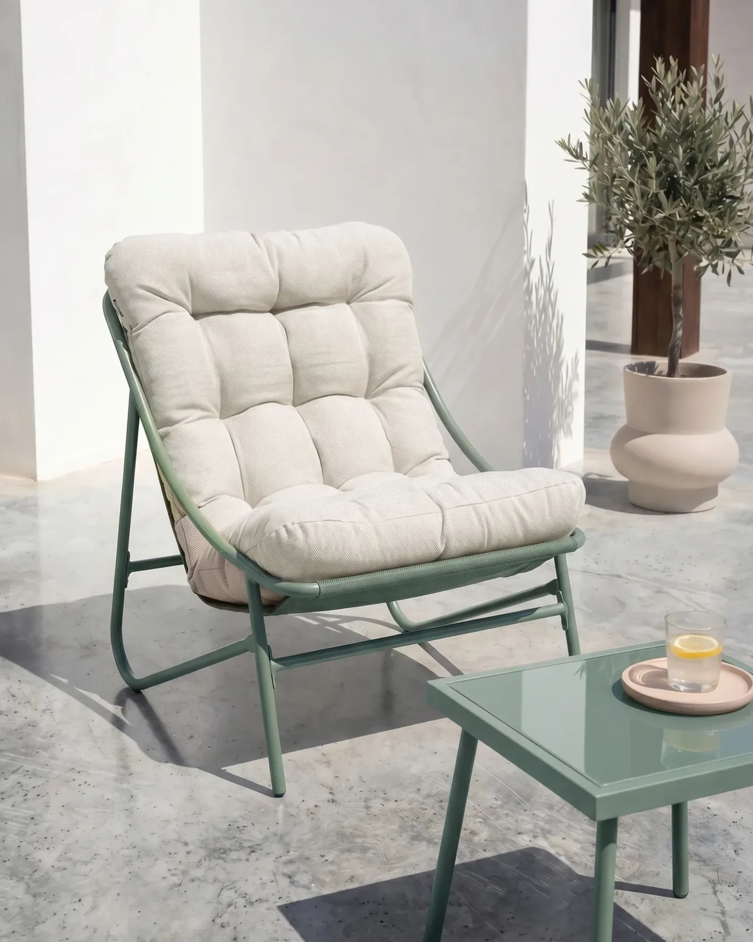Set da giardino con tavolo 2 posti MOLVENO Metallo Beige/Verde