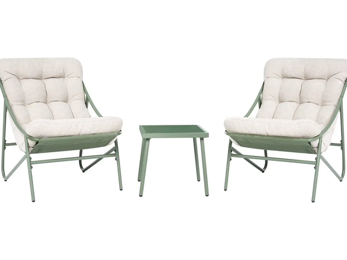 Set da giardino con tavolo 2 posti MOLVENO Metallo Beige/Verde
