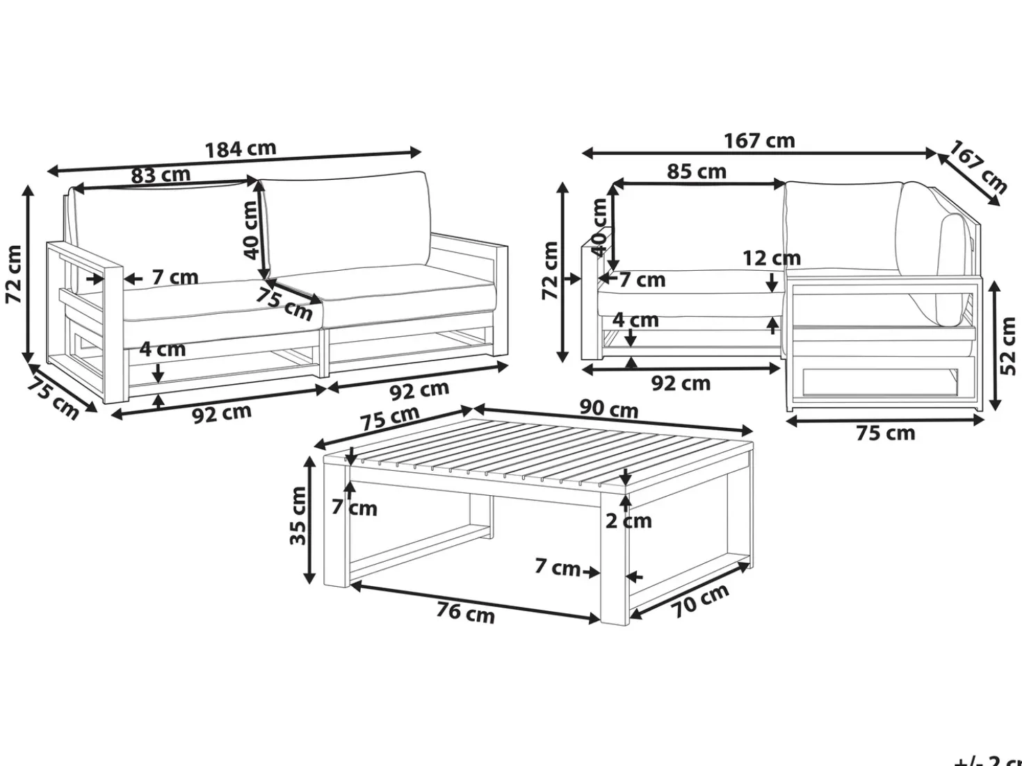 Set da giardino con tavolo 4 posti TIMOR Modulare Legno di acacia certificato Marrone scuro