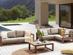 Set da giardino con tavolo 4 posti TIMOR Modulare Legno di acacia certificato Marrone scuro