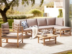 Set da giardino con tavolo 6 posti CERRETO Lato Sinistro Bambù Tortora