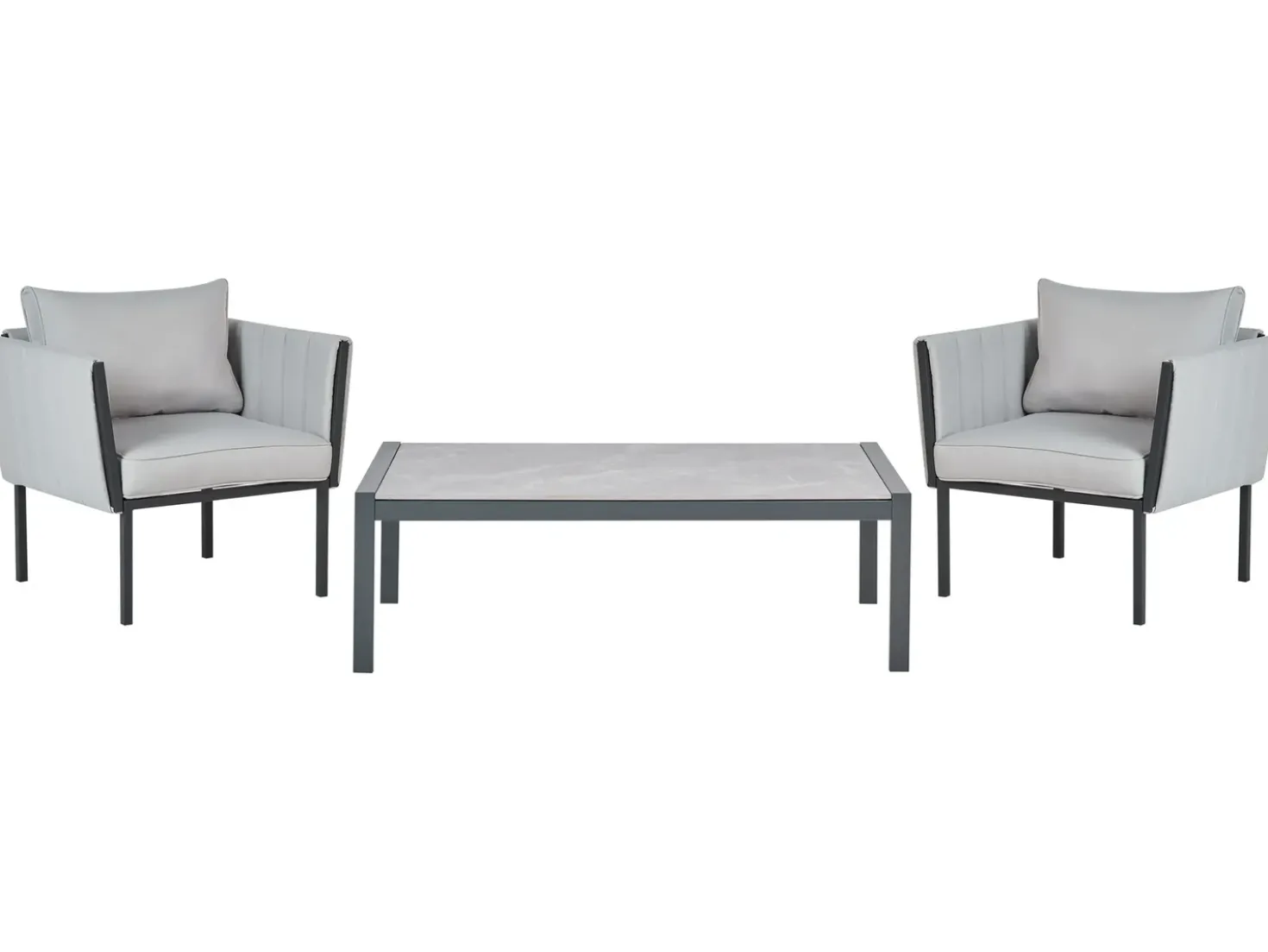 Set da giardino con tavolo 5 posti SKALA Metallo Grigio chiaro