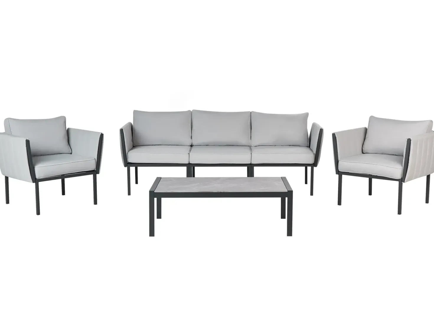 Set da giardino con tavolo 5 posti SKALA Metallo Grigio chiaro
