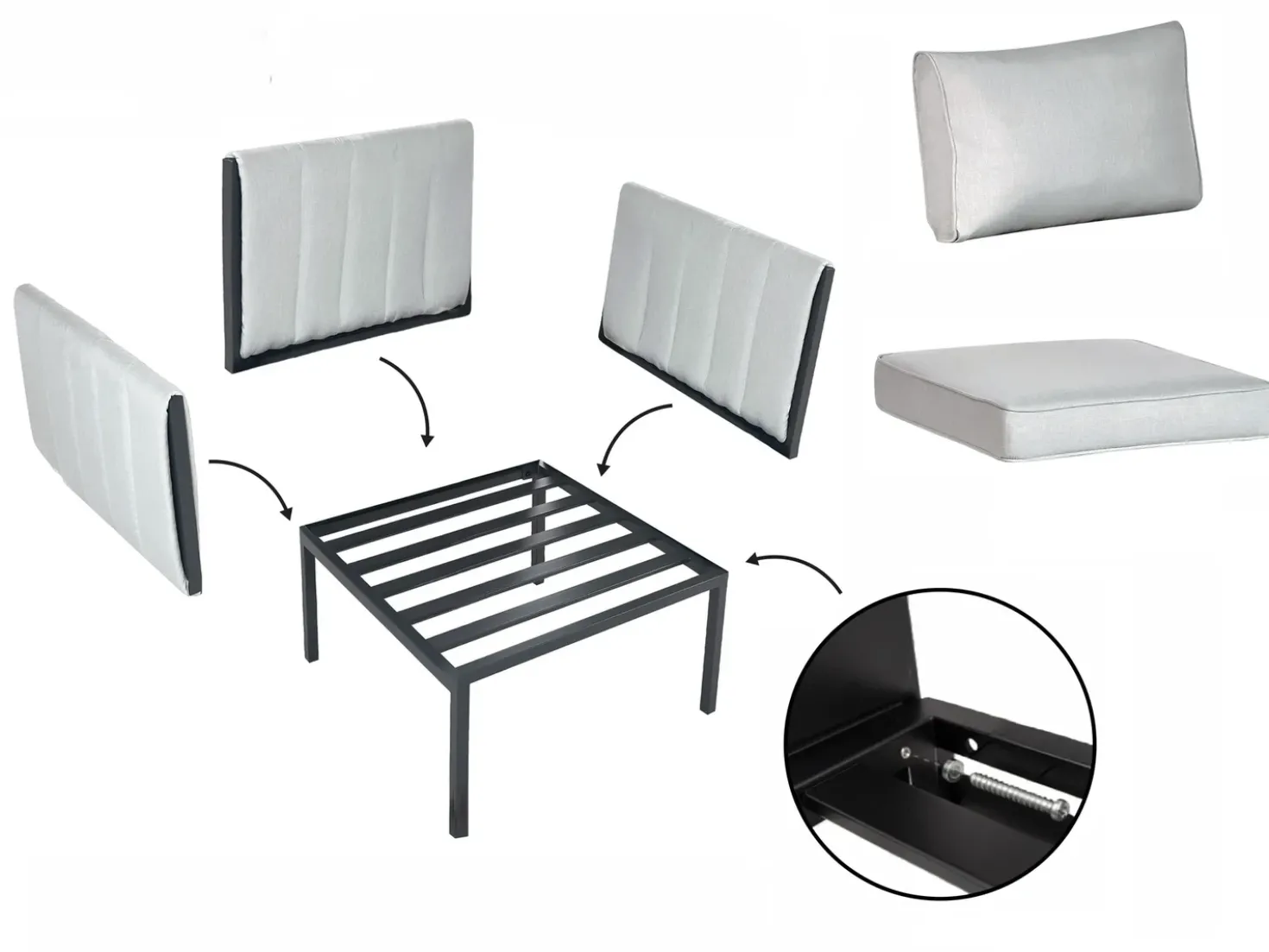 Set da giardino con tavolo 5 posti SKALA Metallo Grigio chiaro