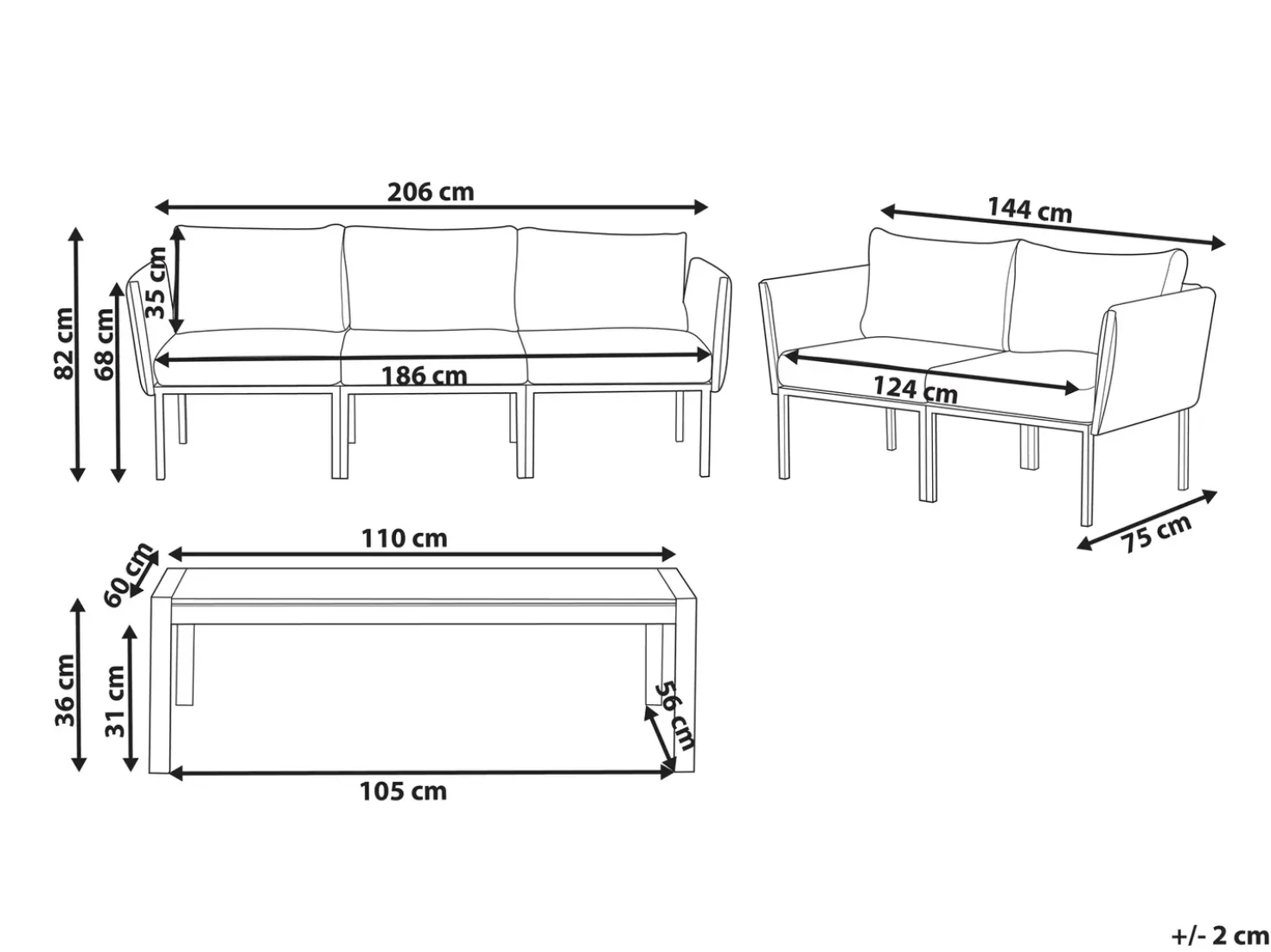 Set da giardino con tavolo 5 posti SKALA Metallo Grigio chiaro
