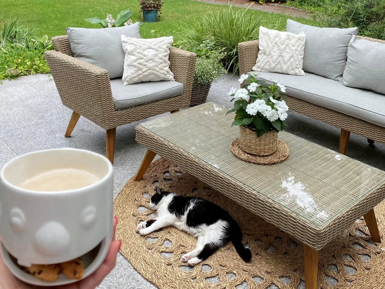 Set da giardino con tavolo 5 posti VITTORIA Rattan sintetico (PE) Grigio
