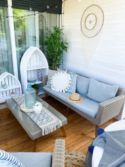 Set da giardino con tavolo 5 posti VITTORIA Rattan sintetico (PE) Grigio