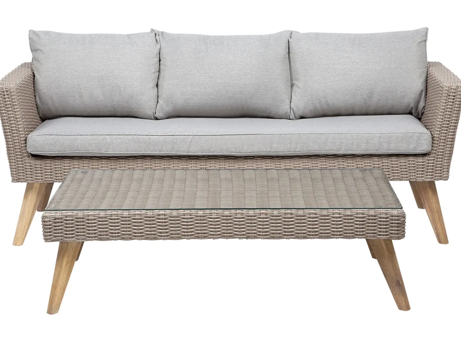Set da giardino con tavolo 5 posti VITTORIA Rattan sintetico (PE) Grigio