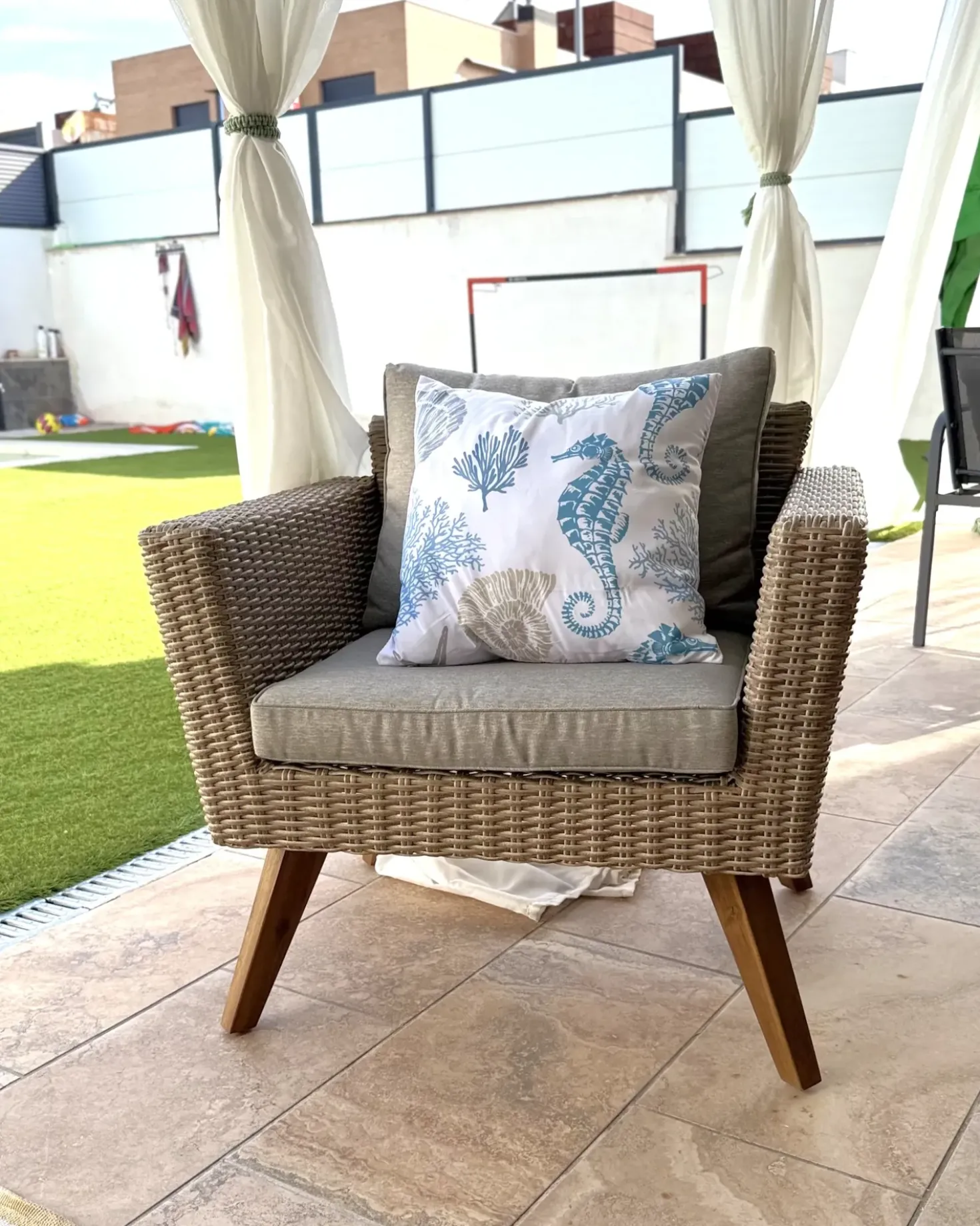 Set da giardino con tavolo 5 posti VITTORIA Rattan sintetico (PE) Grigio