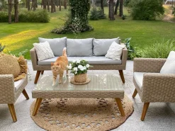 Set da giardino con tavolo 5 posti VITTORIA Rattan sintetico (PE) Grigio