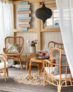 Set da giardino con tavolo 4 posti BRINDISI Rattan Naturale
