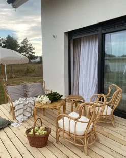 Set da giardino con tavolo 4 posti BRINDISI Rattan Naturale
