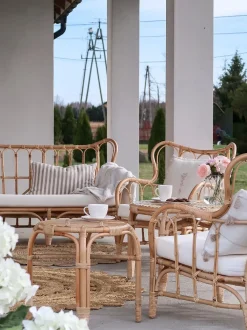 Set da giardino con tavolo 4 posti BRINDISI Rattan Naturale