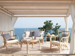 Set da giardino con tavolo 4 posti BRINDISI Rattan Naturale
