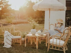 Set da giardino con tavolo 4 posti BRINDISI Rattan Naturale