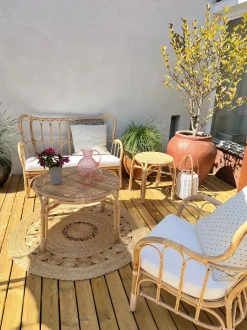 Set da giardino con tavolo 4 posti BRINDISI Rattan Naturale
