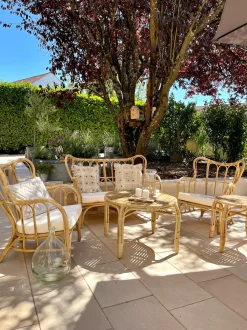 Set da giardino con tavolo 4 posti BRINDISI Rattan Naturale