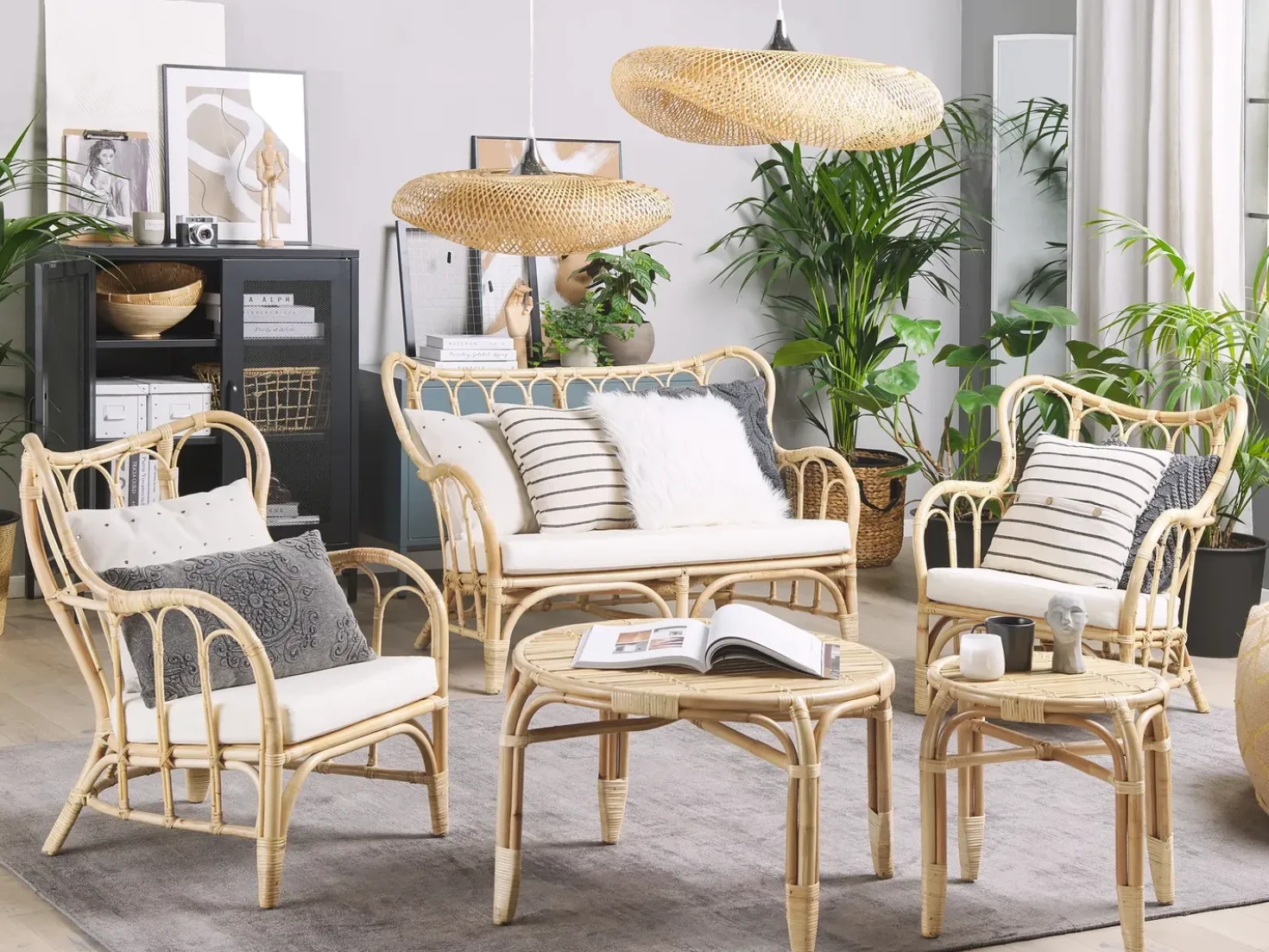 Set da giardino con tavolo 4 posti BRINDISI Rattan Naturale