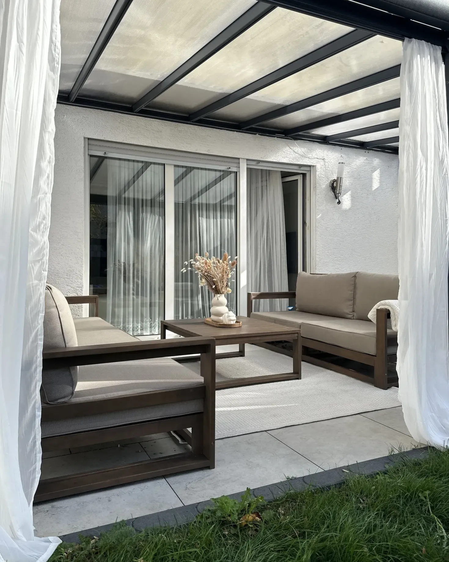 Set da giardino con tavolo 5 posti TIMOR Modulare Legno di acacia certificato Marrone scuro