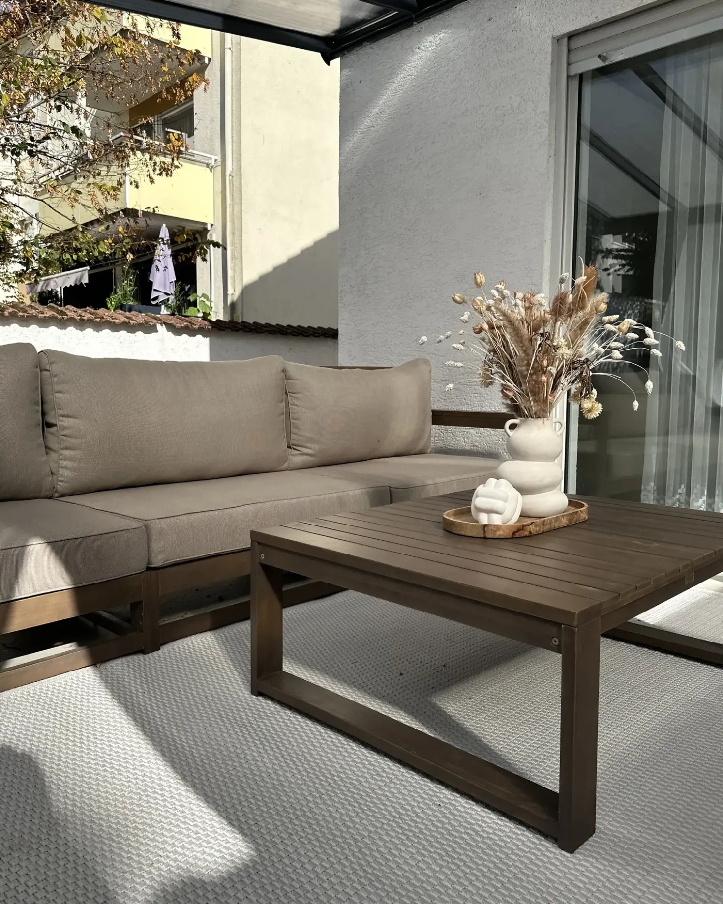 Set da giardino con tavolo 5 posti TIMOR Modulare Legno di acacia certificato Marrone scuro