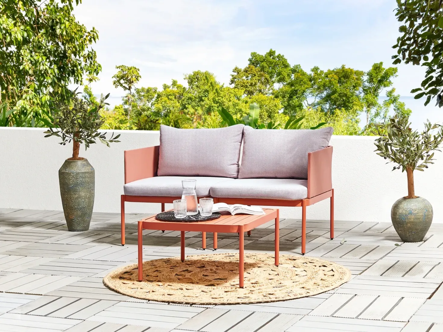 Set da giardino con tavolo 2 posti TERRACINA Metallo Arancione