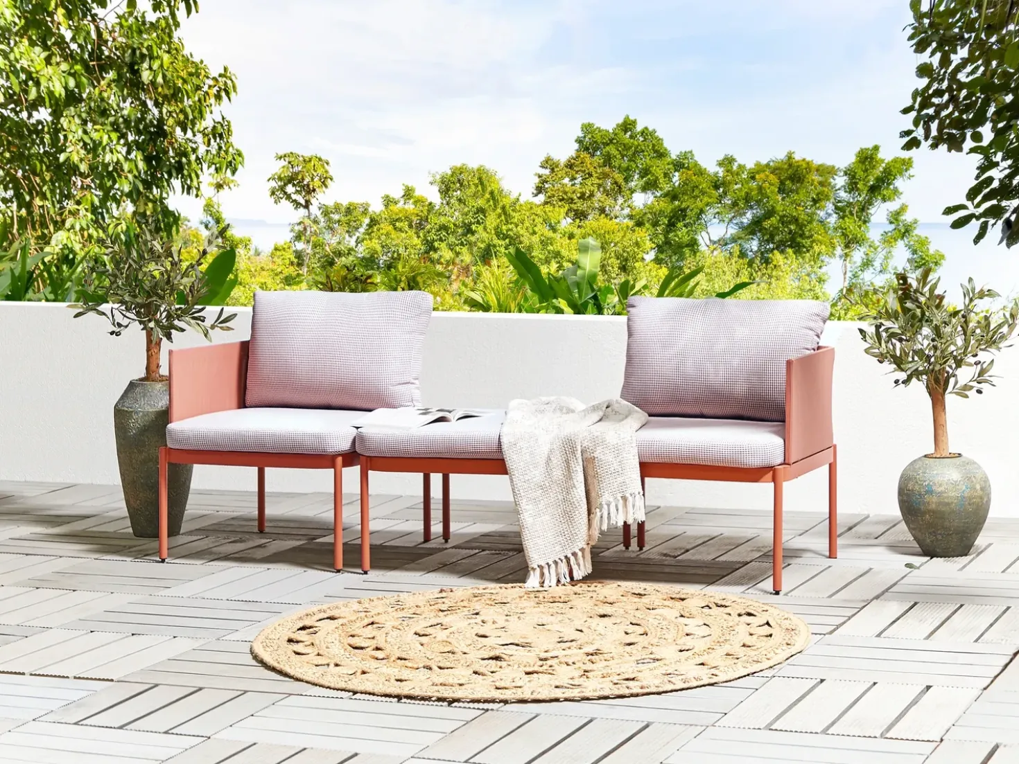 Set da giardino con tavolo 2 posti TERRACINA Metallo Arancione